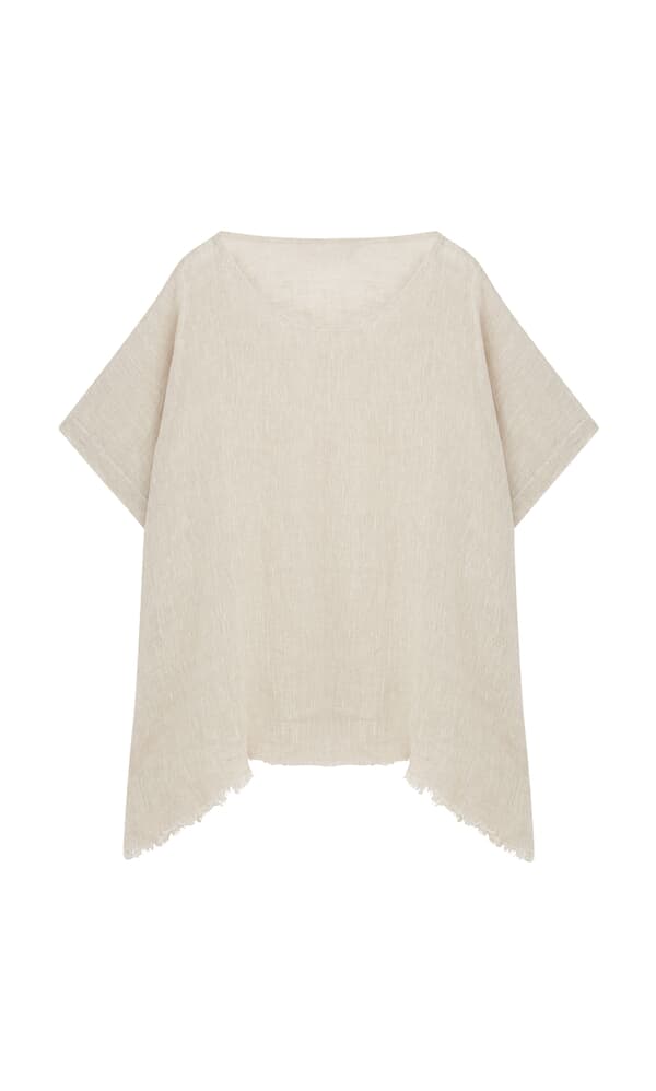 Fray natural linen top