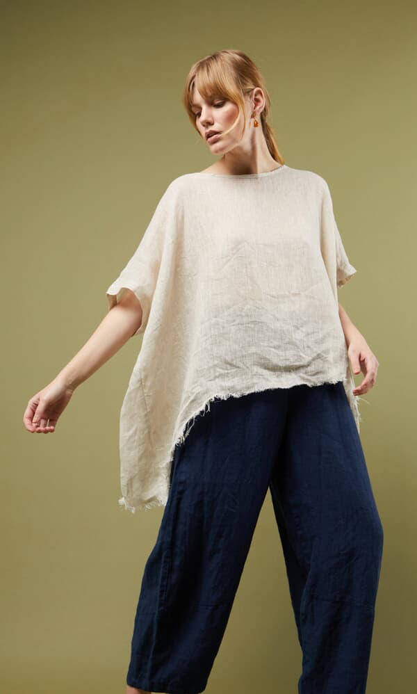 Fray natural linen top