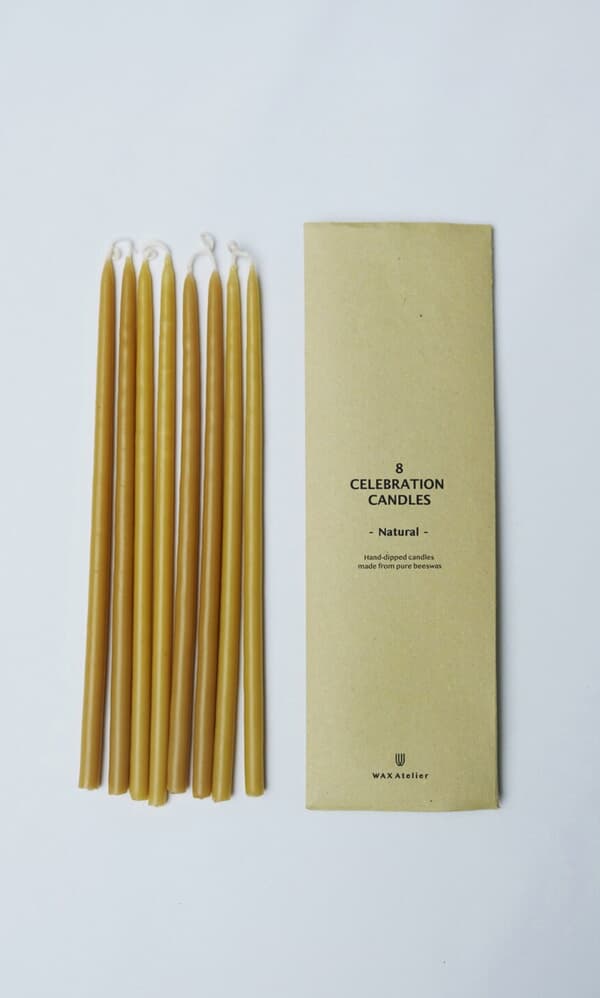 Beeswax celebration candles (8 long candles)