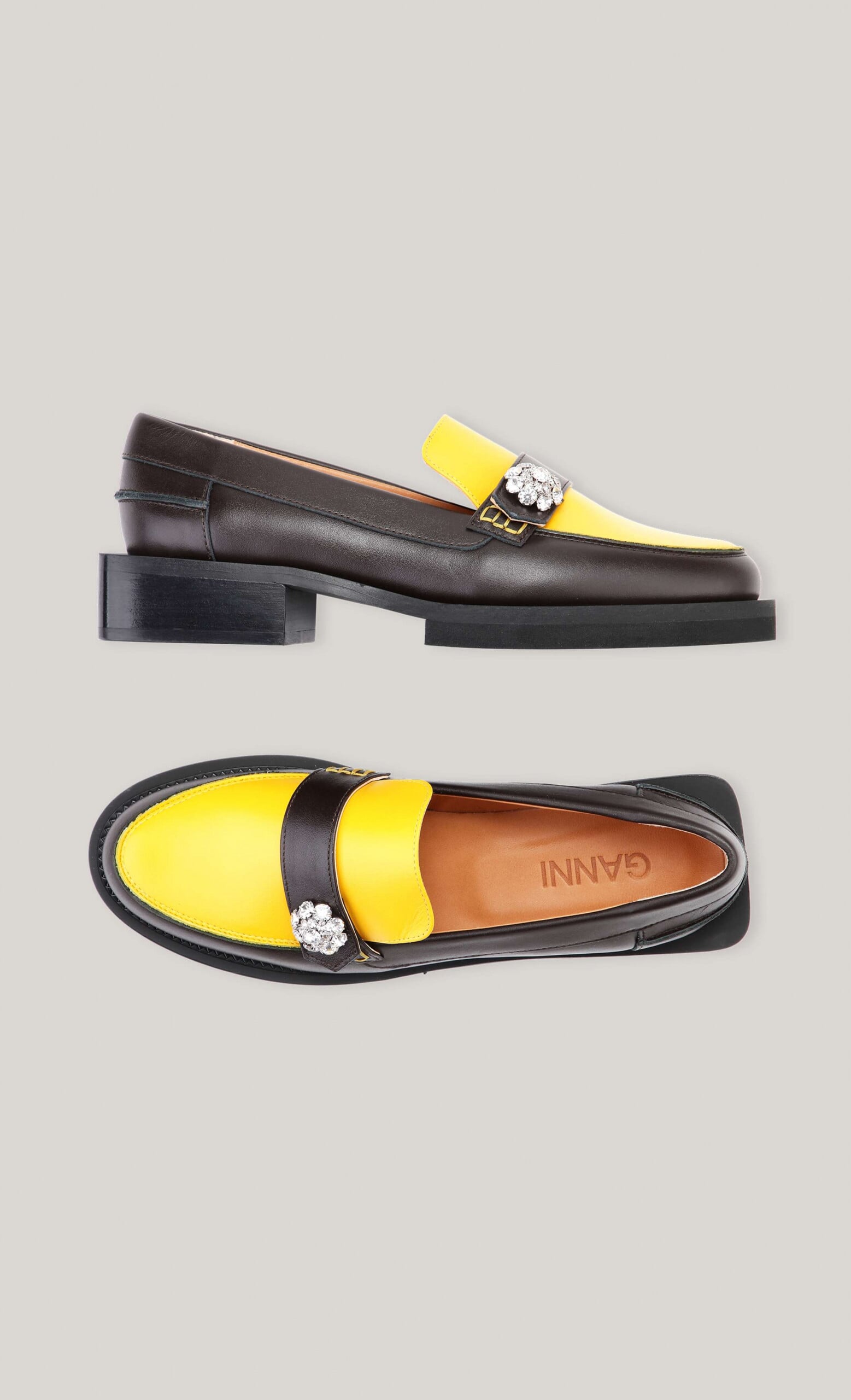 Yellow spectra loafers by Ganni