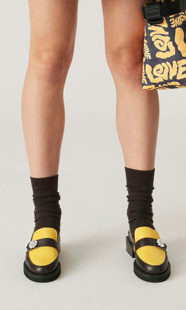 Yellow spectra loafers by Ganni