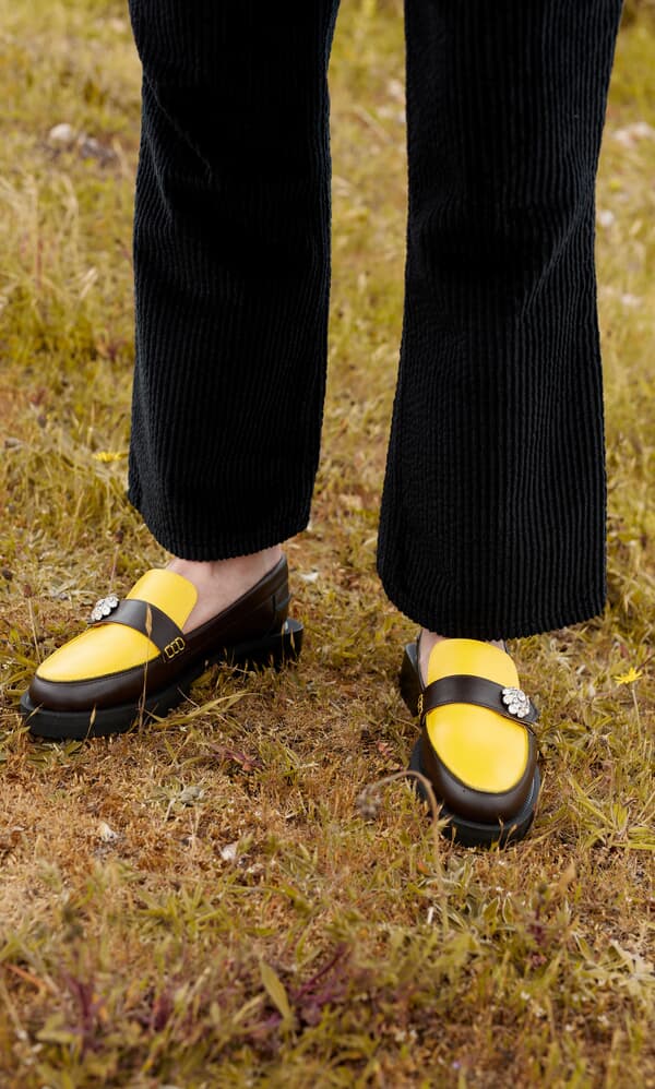 Yellow spectra loafers by Ganni