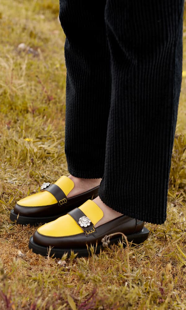 Yellow spectra loafers by Ganni