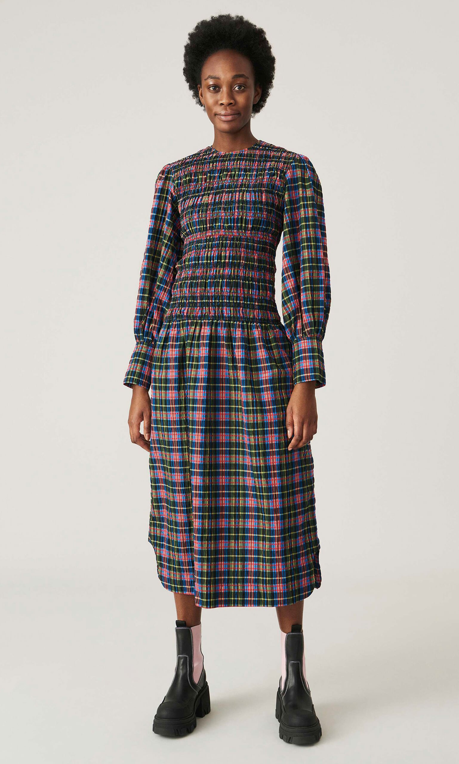 Maxi black smock dress by Ganni
