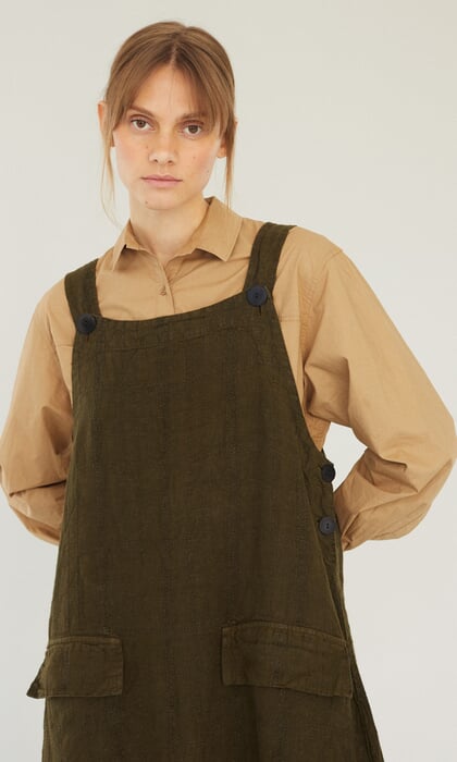 Buy FINSBURY LONDON Cotton Twill Womenswear Dungaree Dress - Olive Green  for Women Online in India