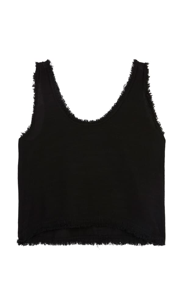 Black frayed tank top