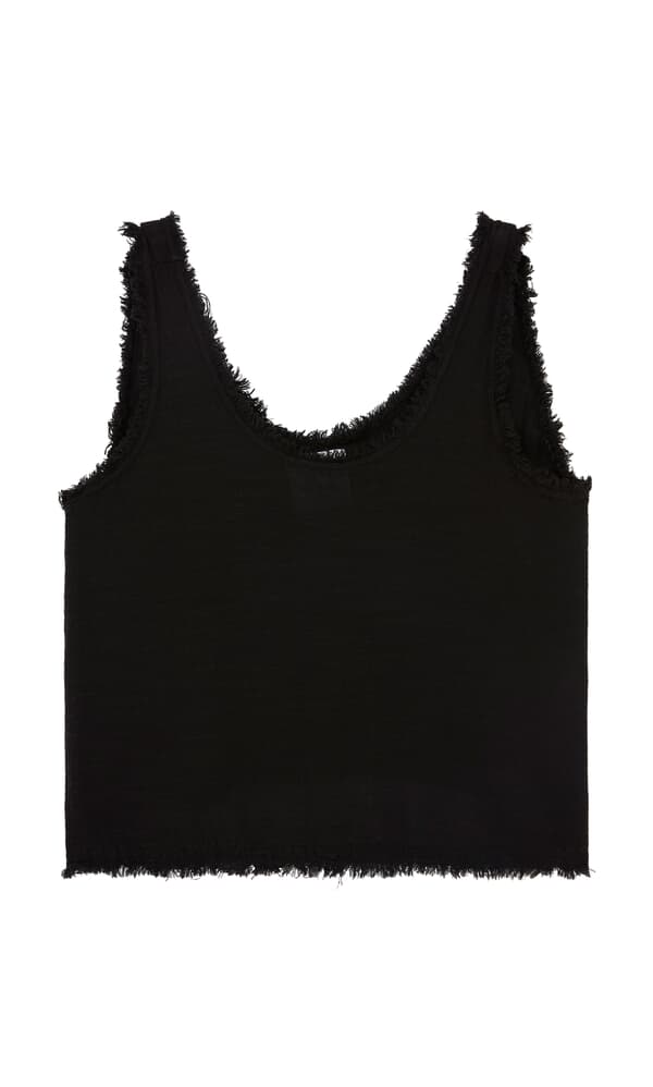 Black frayed tank top