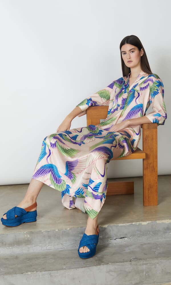 Crane Silk Dress