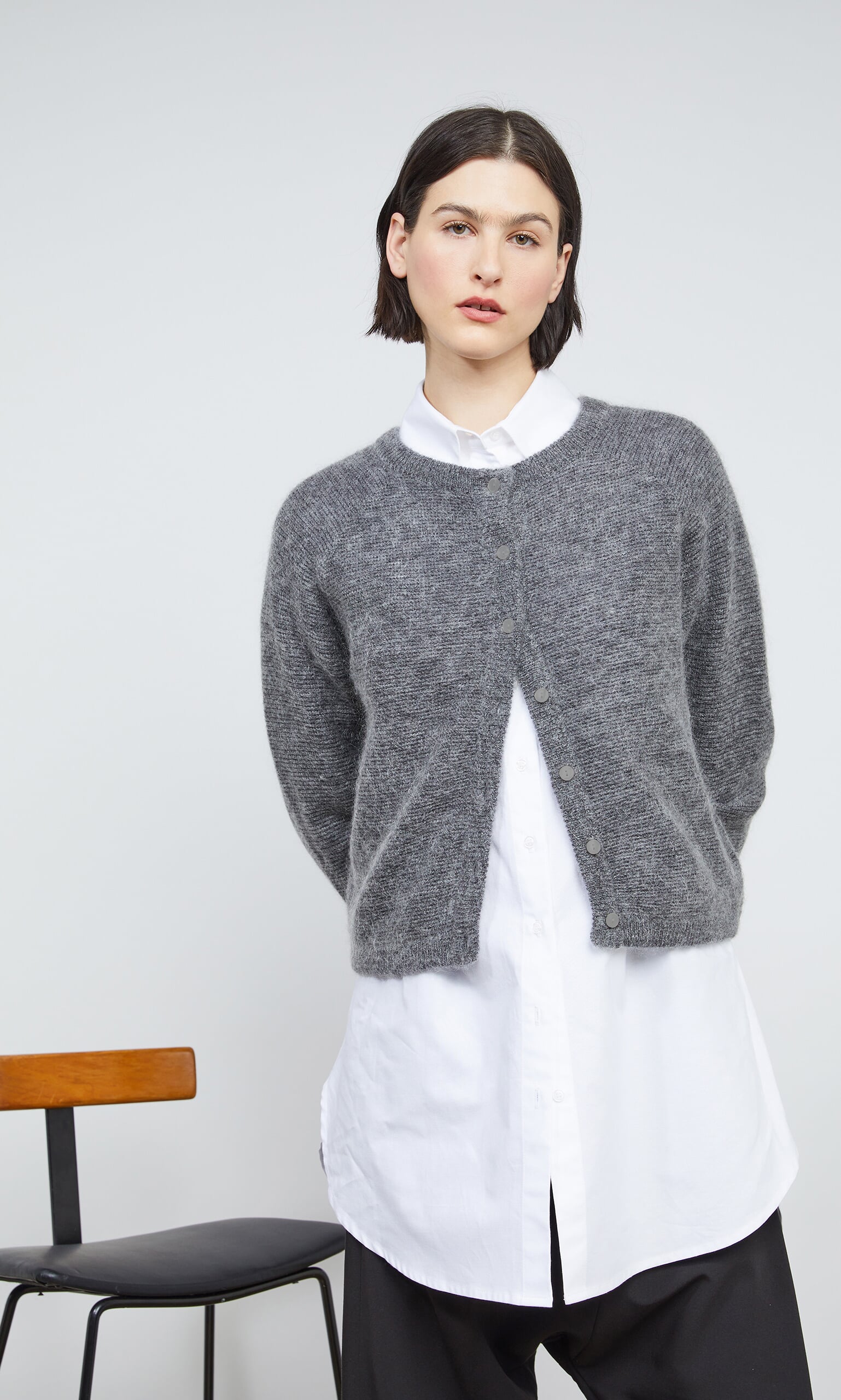 Grey button cardigan - Plümo Ltd