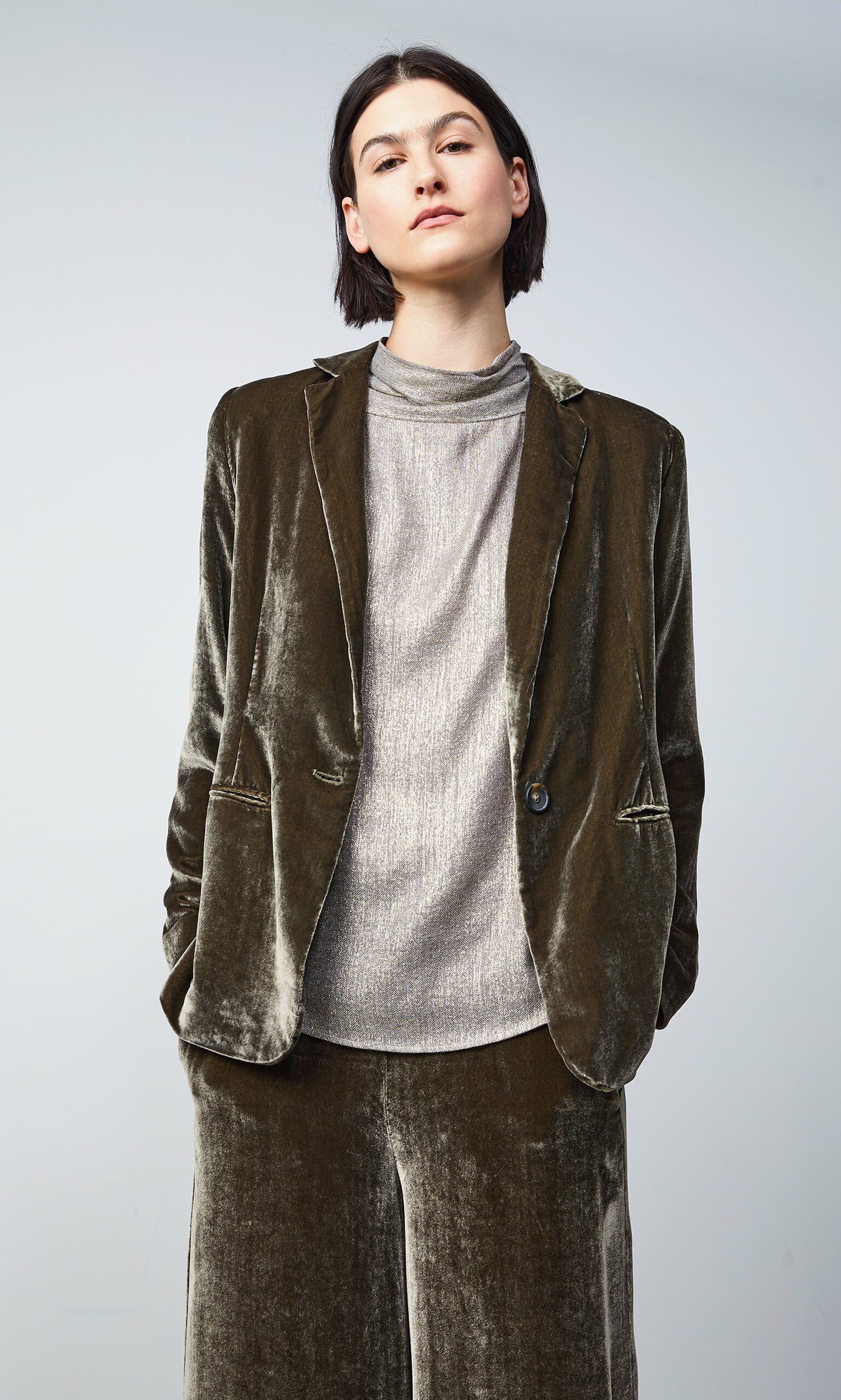 Sage velvet jacket