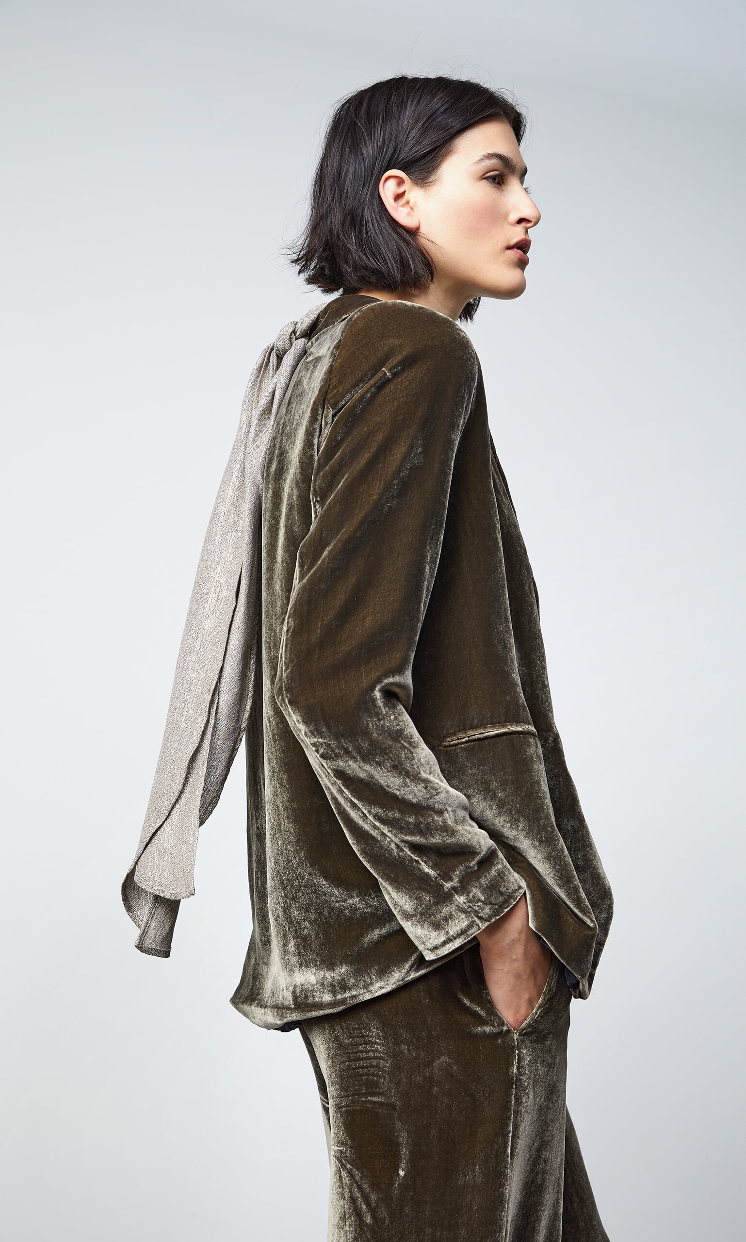 Sage velvet jacket