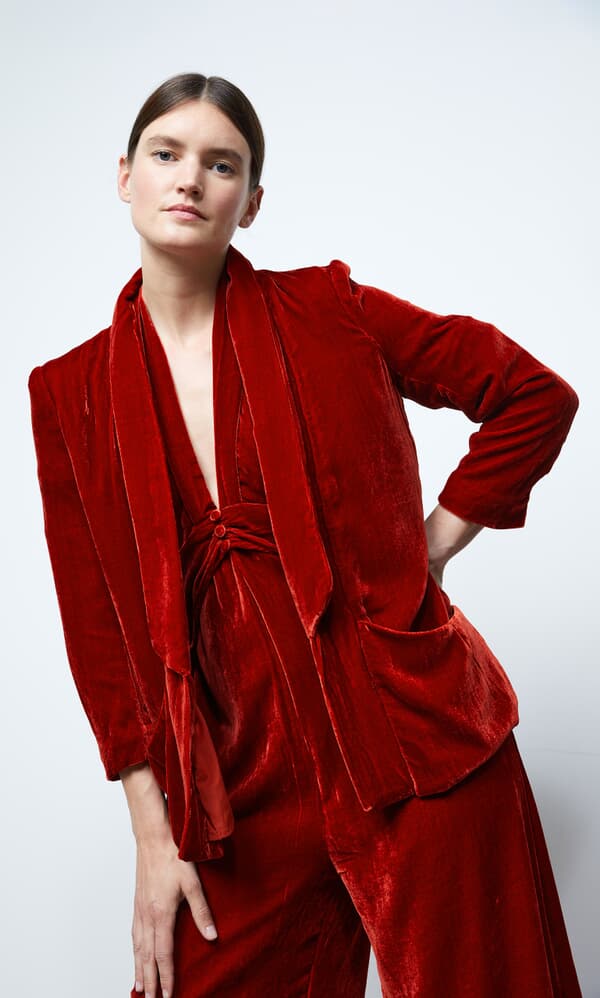 Carmine velvet blazer