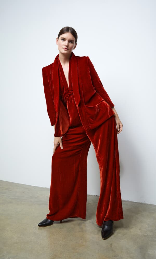 Carmine velvet blazer