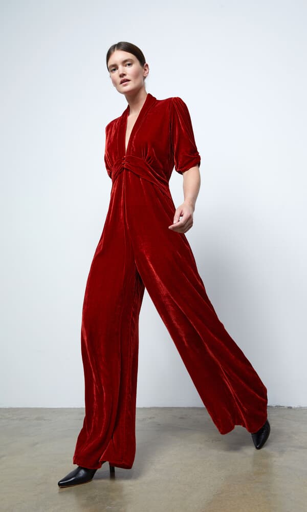 Scarlet velvet jumpsuit