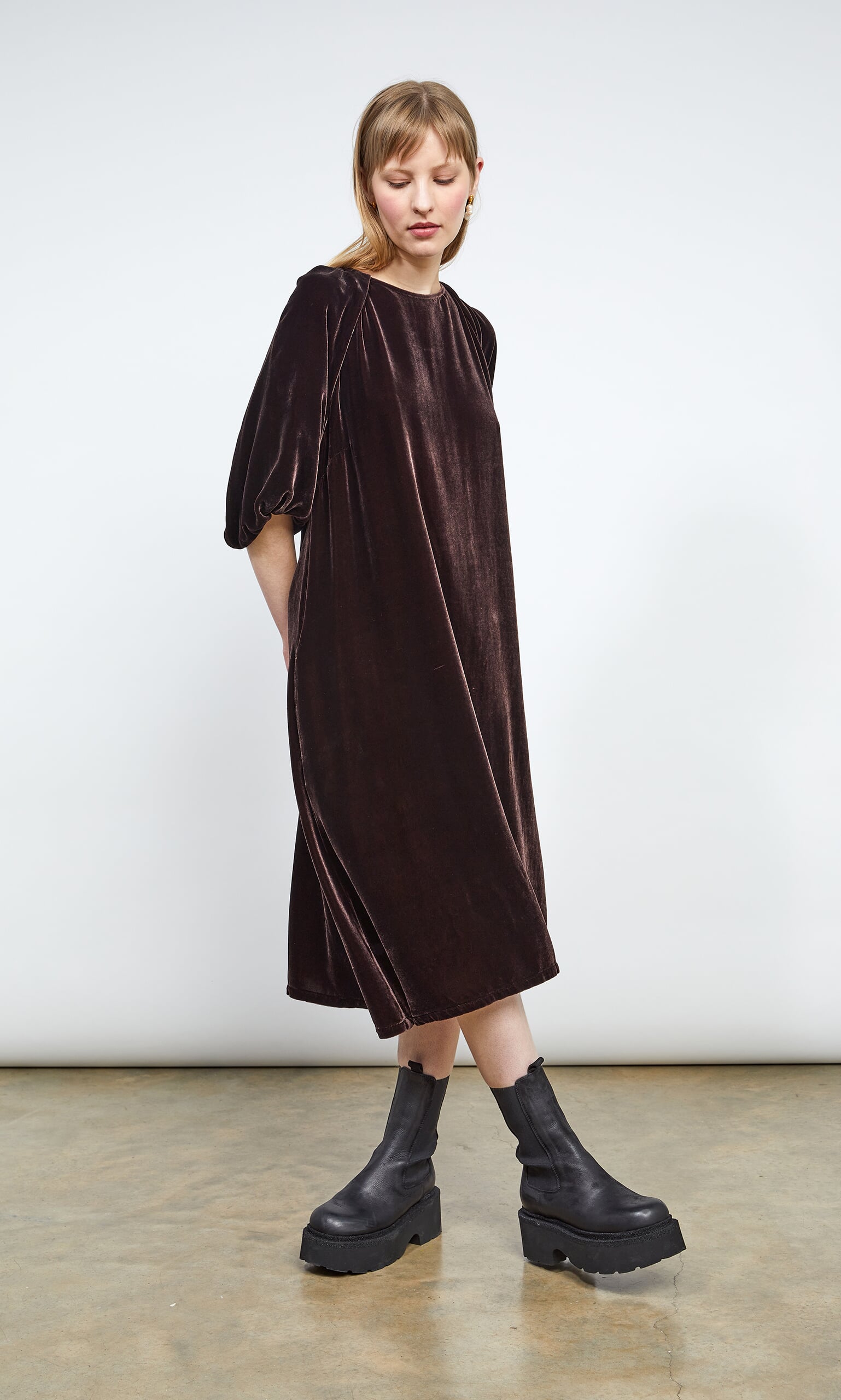 Cos blue outlet velvet dress