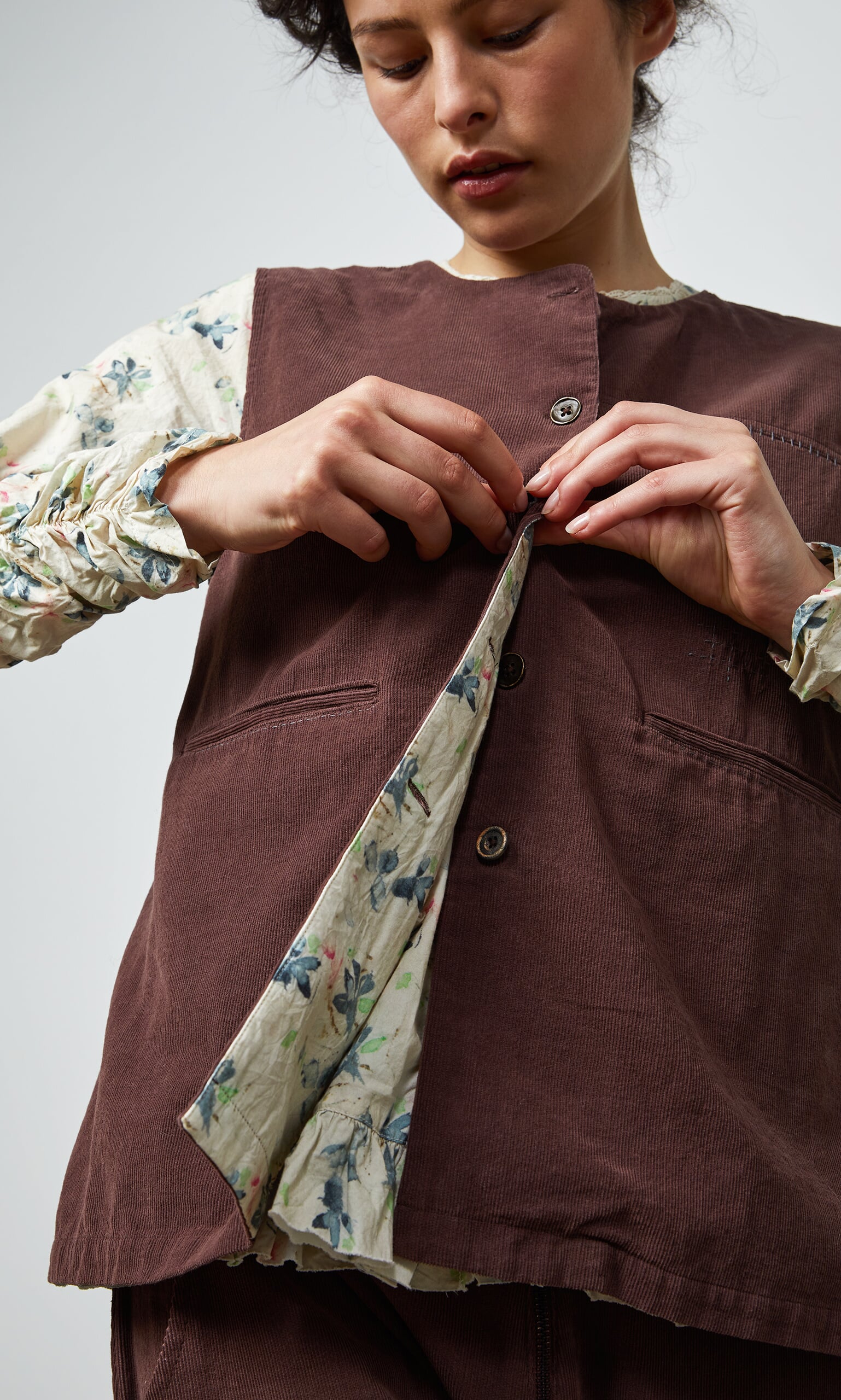 Brown cord waistcoat