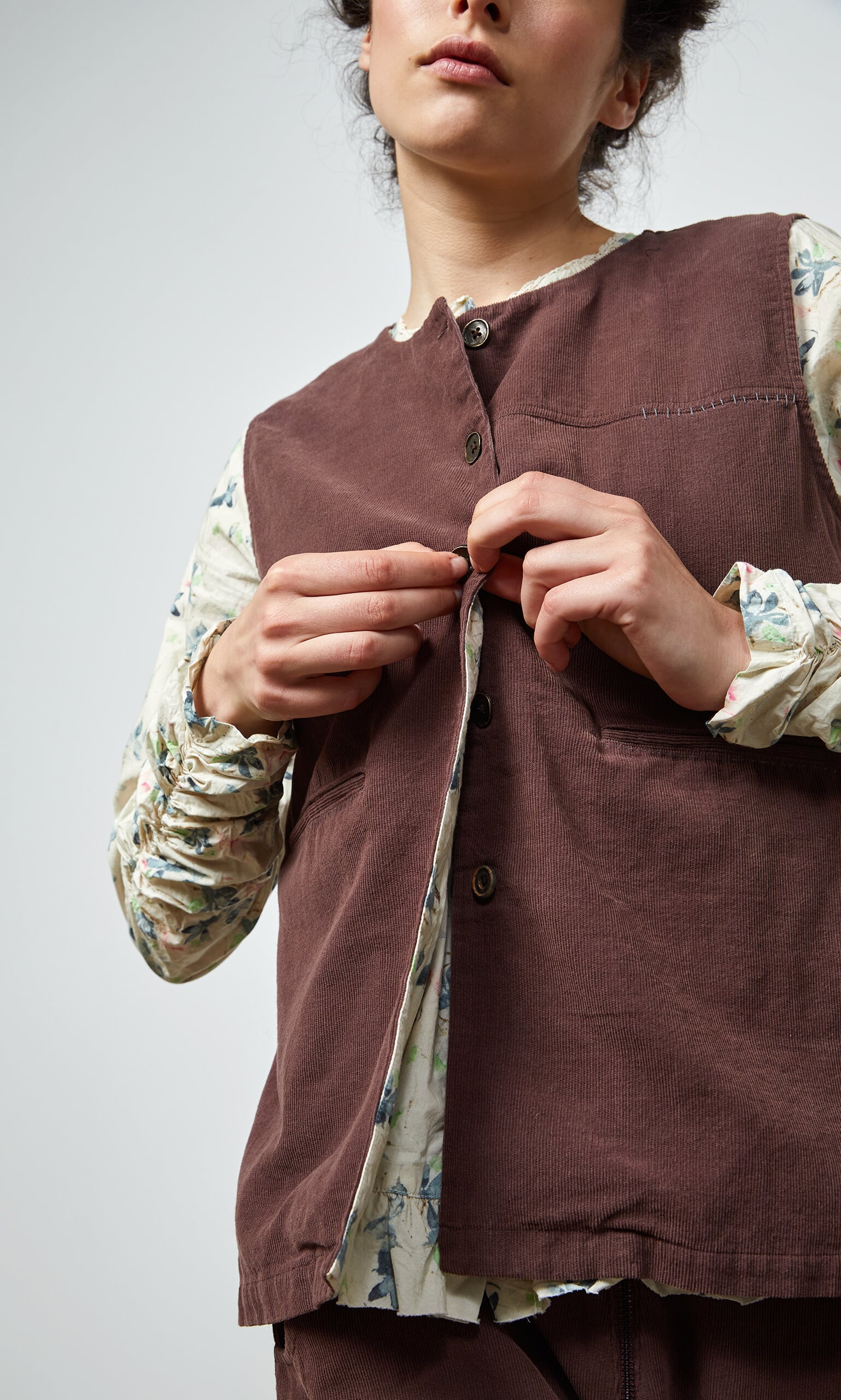 Brown cord waistcoat