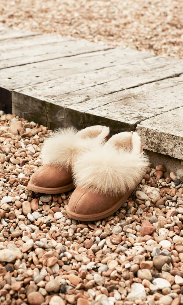 Tan suede slippers