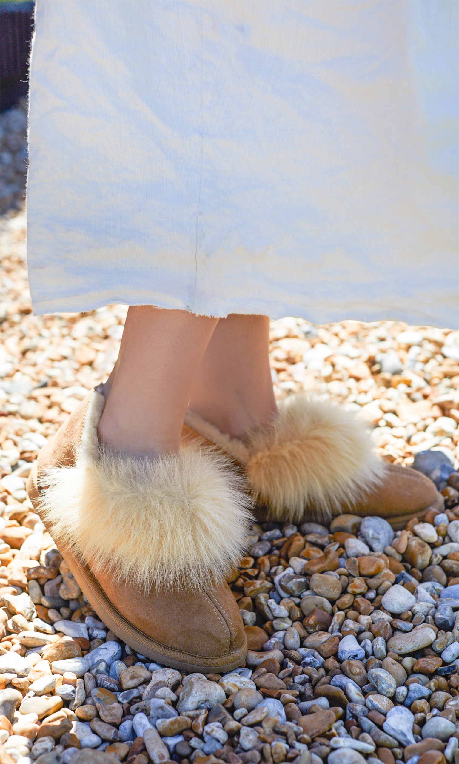 Tan suede slippers