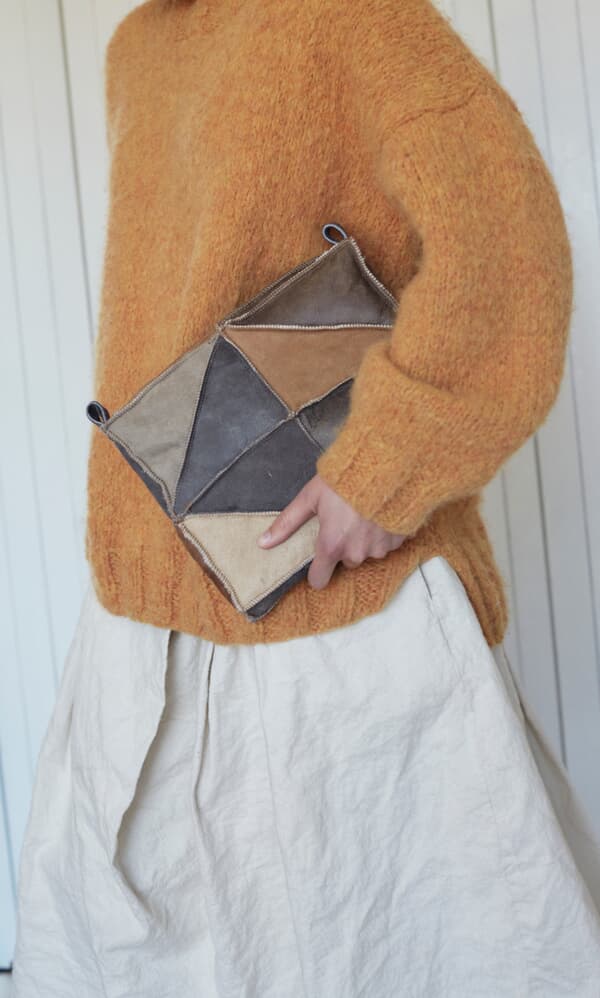 Leather patchwork pouch