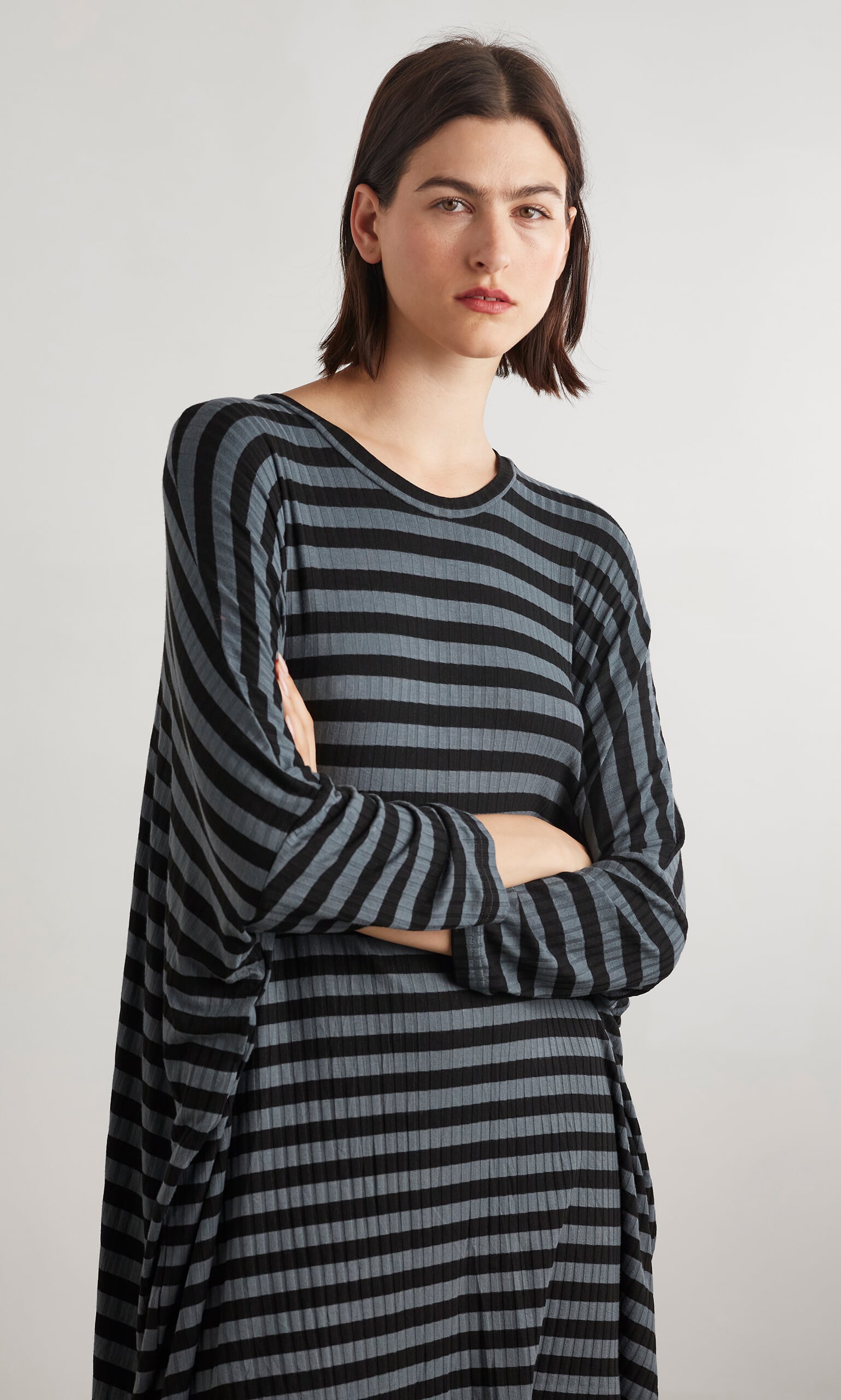 Mela jersey top - grey stripe