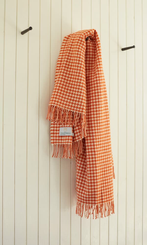 Orange houndstooth throw