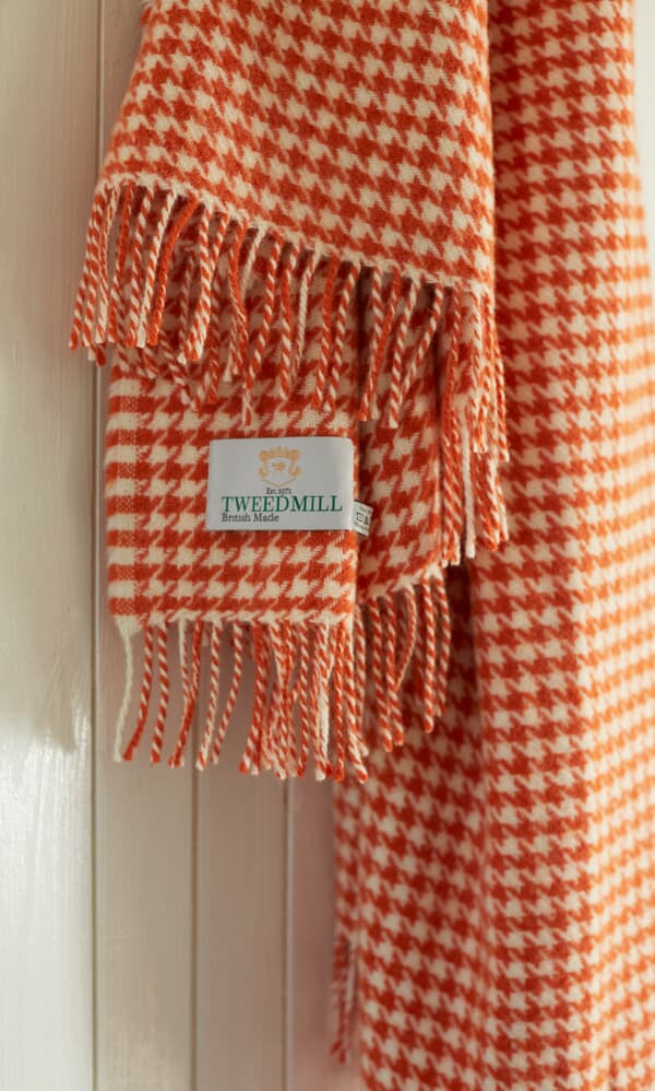 Orange houndstooth throw