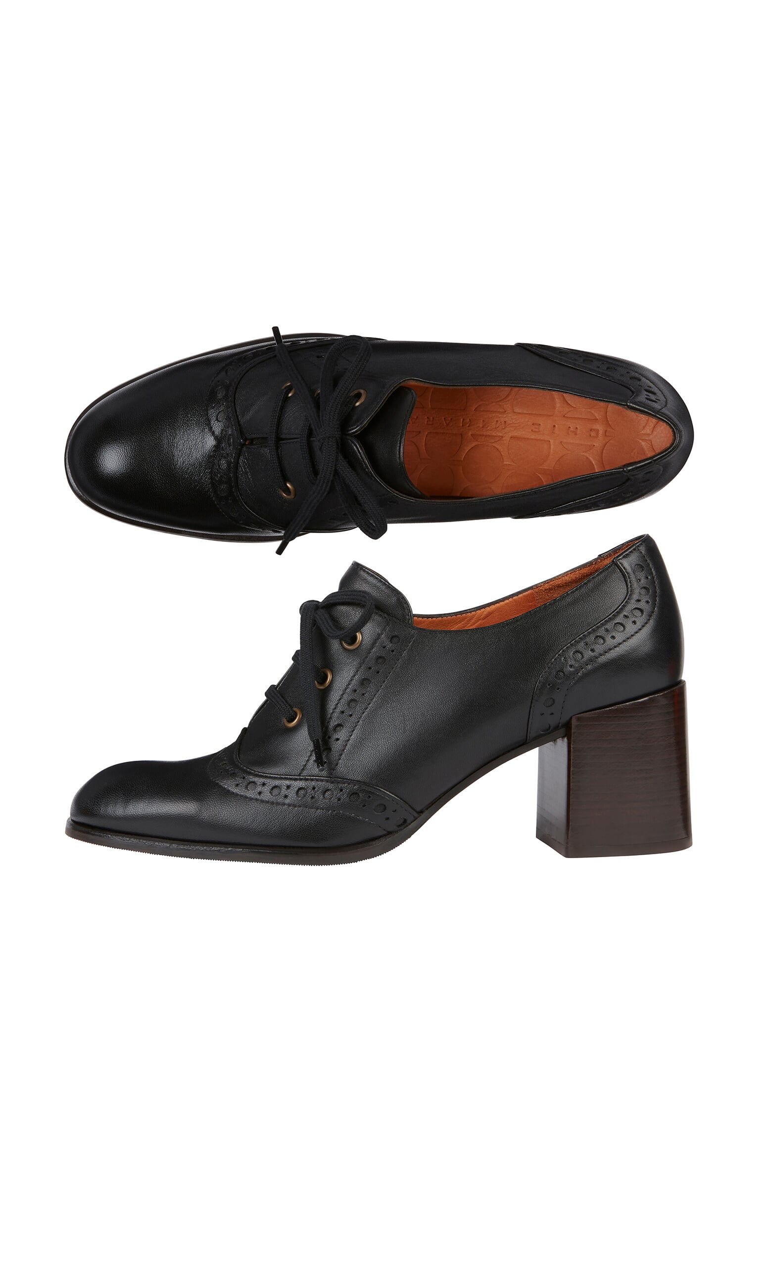 Leather sales heeled brogues