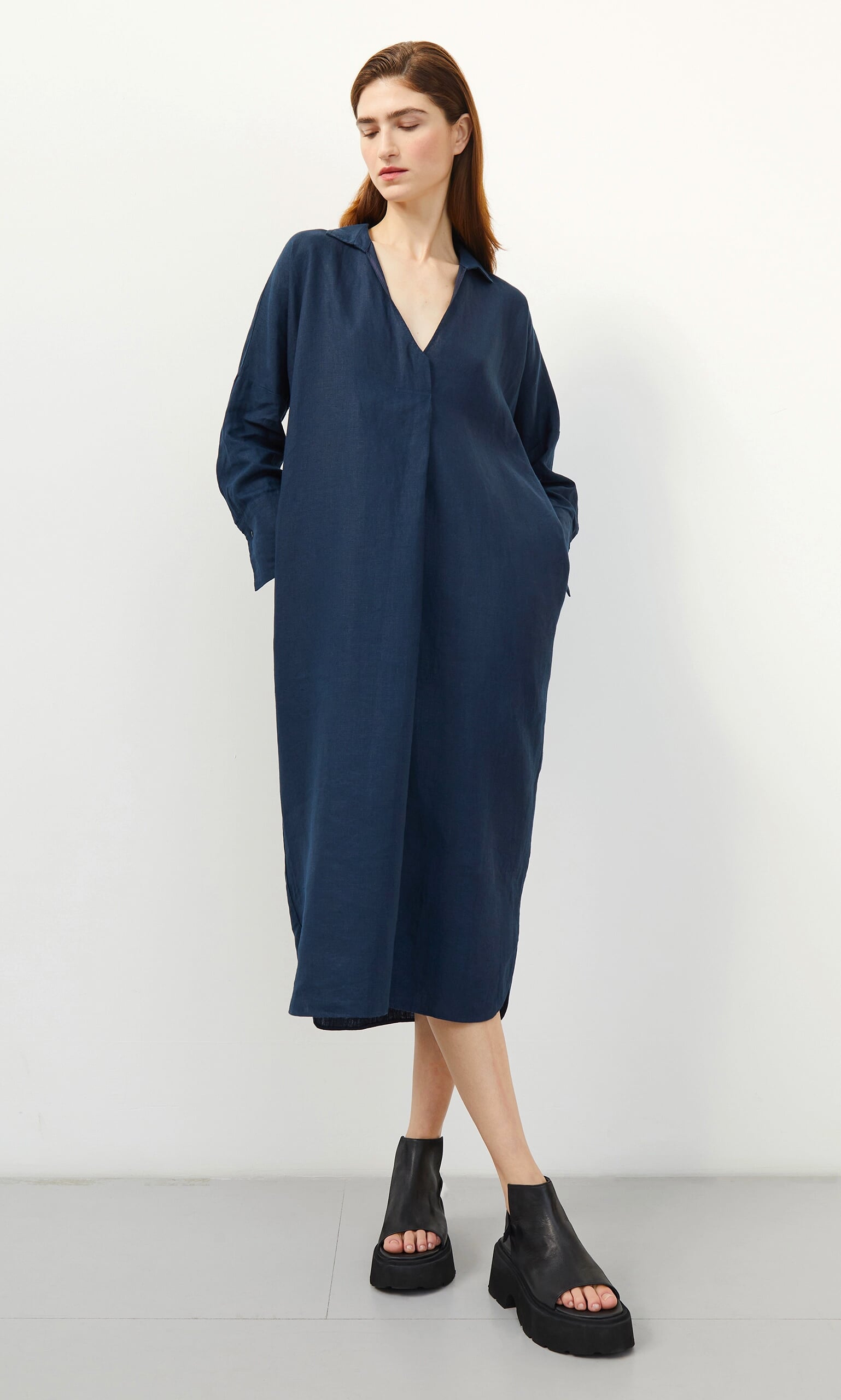 Linen dress clearance navy