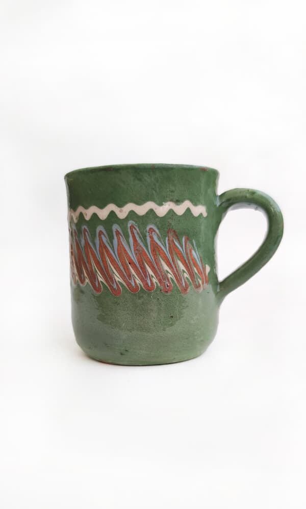 Green glazed mug