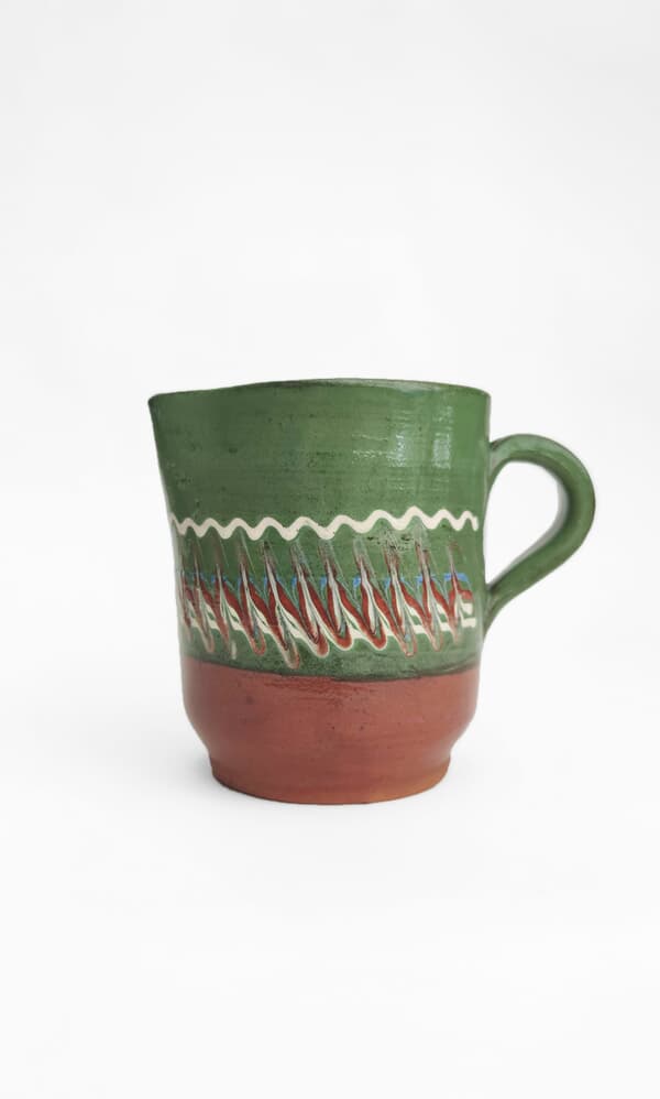 Short glazed jug - moss green
