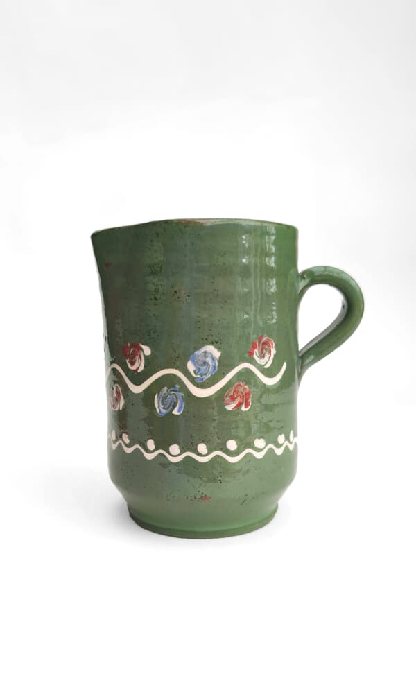 Tall glazed jug - moss green