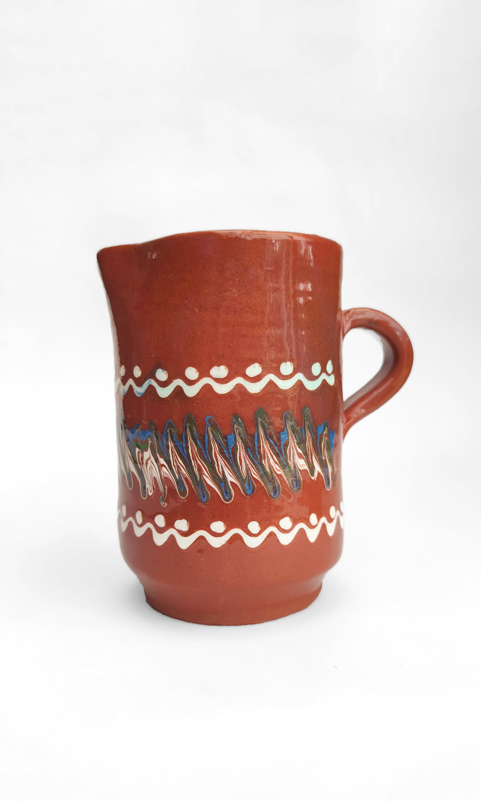 Tall glazed jug - terracotta