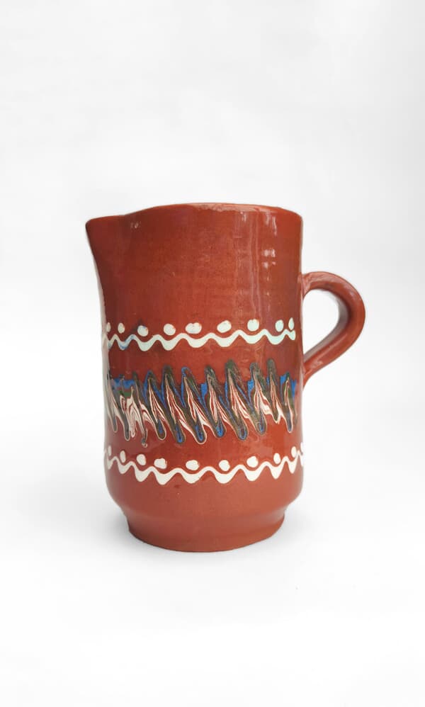 Tall glazed jug - terracotta