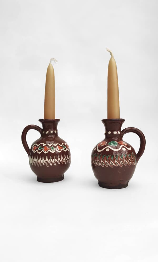 Ceramic candlestick holder - chocolate (Each)