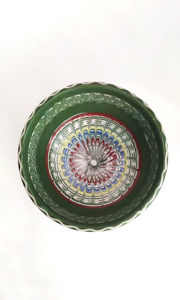Marble glazed bowl - moss green