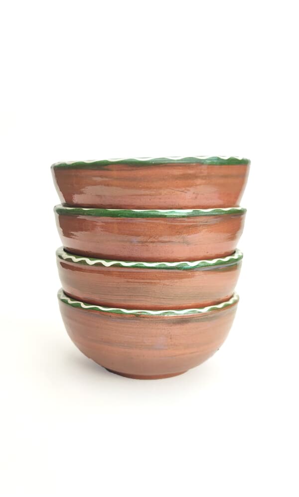 Marble glazed bowl - moss green