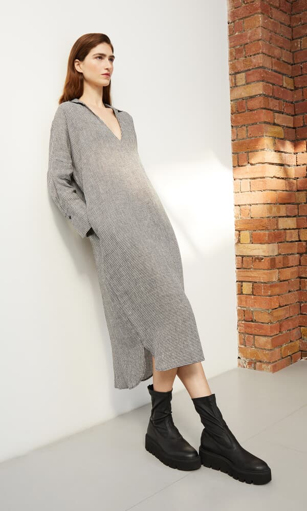 Artist linen dress - Gingham 