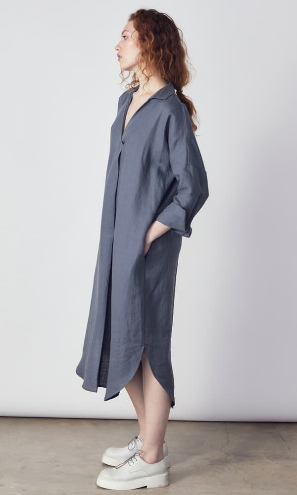 Artist linen dress - mist grey