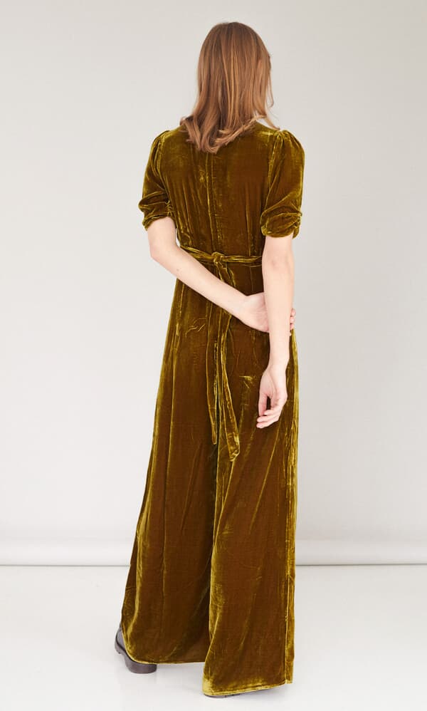 Old gold velvet jumpsuit