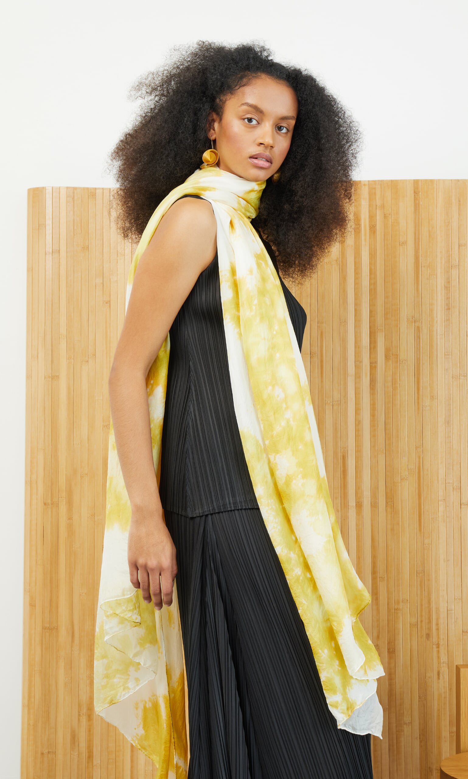 Yellow silk shop scarf