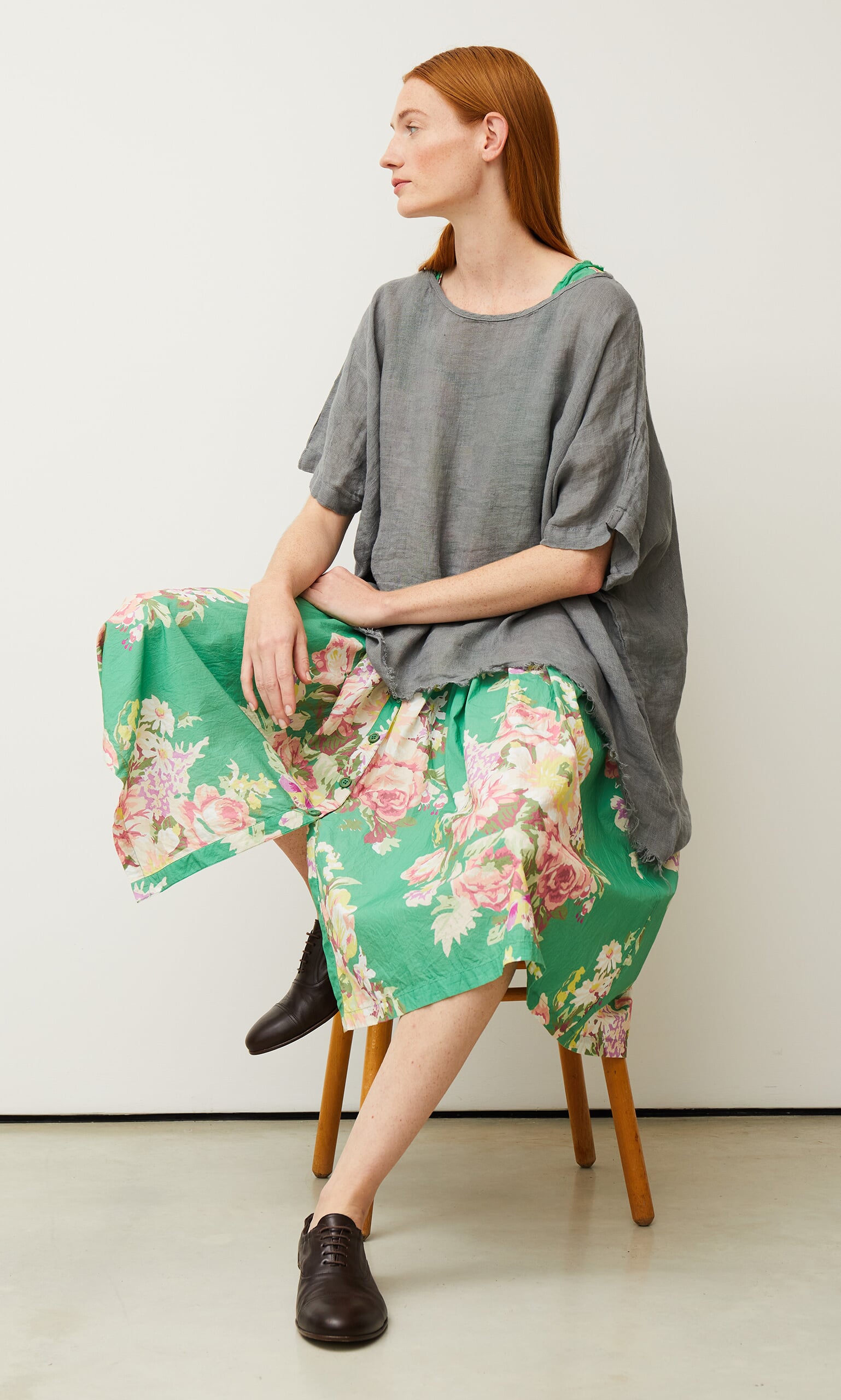 Charcoal frayed top