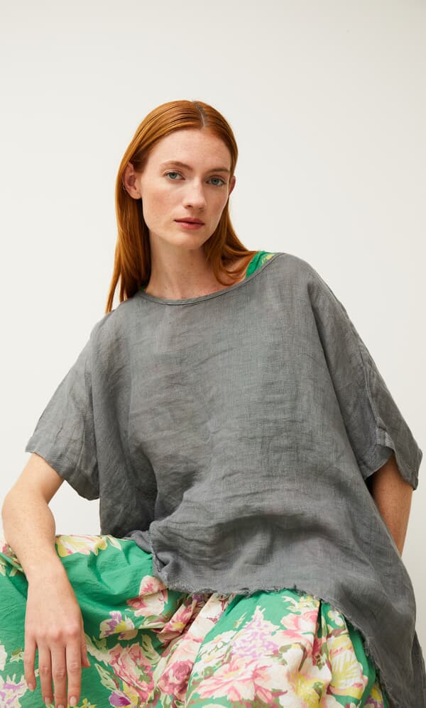 Charcoal frayed top