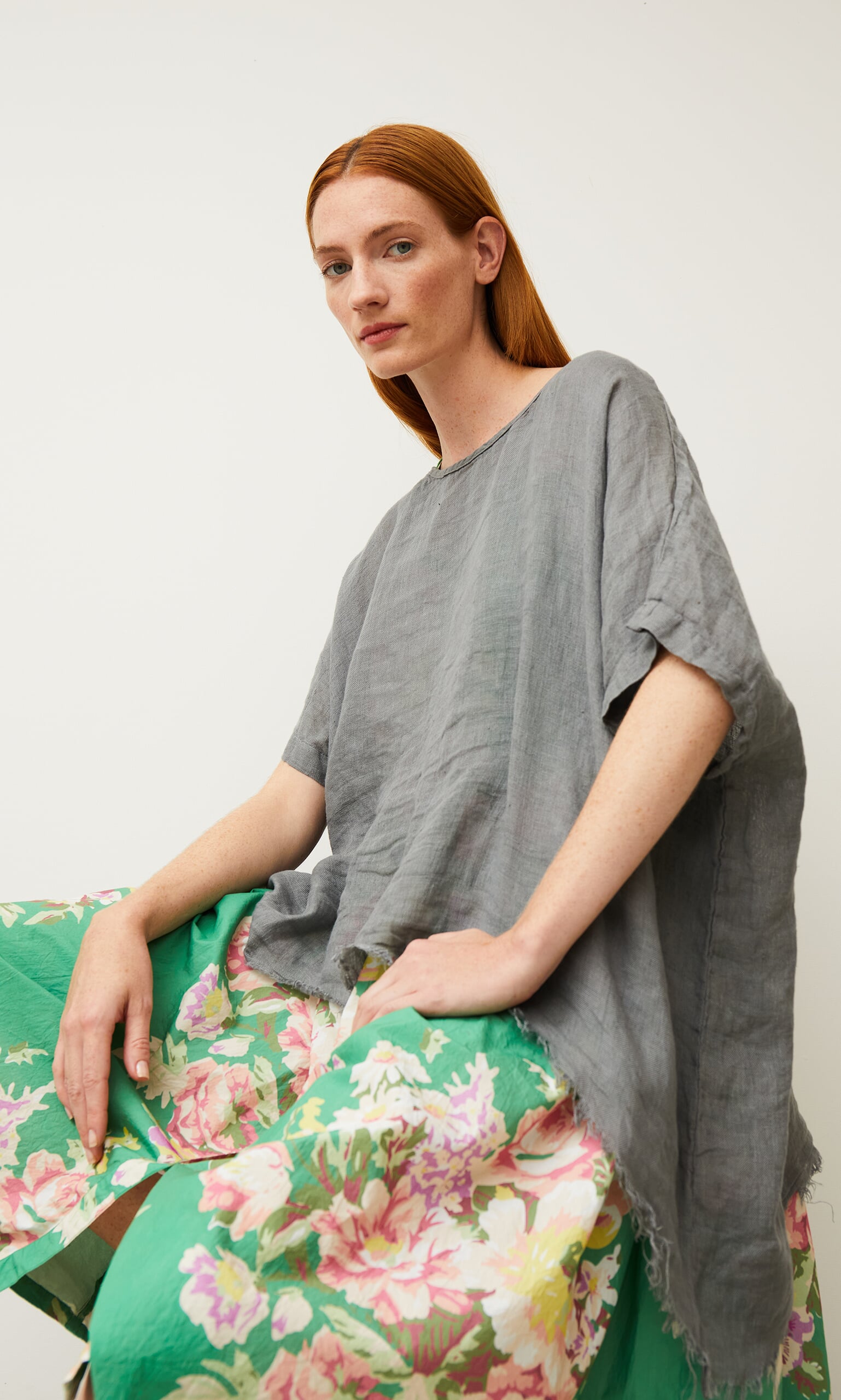 Charcoal frayed top