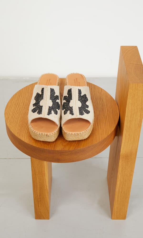 Black flower mules