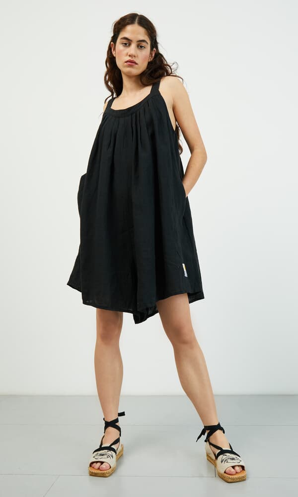 Black linen playsuit