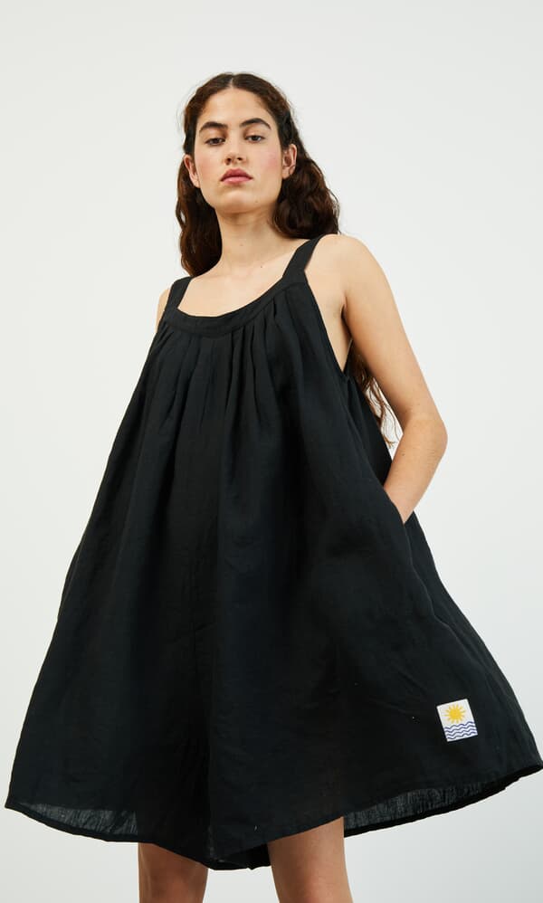 Black linen playsuit