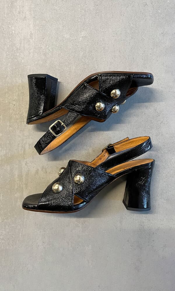 Black Studded Slingbacks by Chie Mihara 