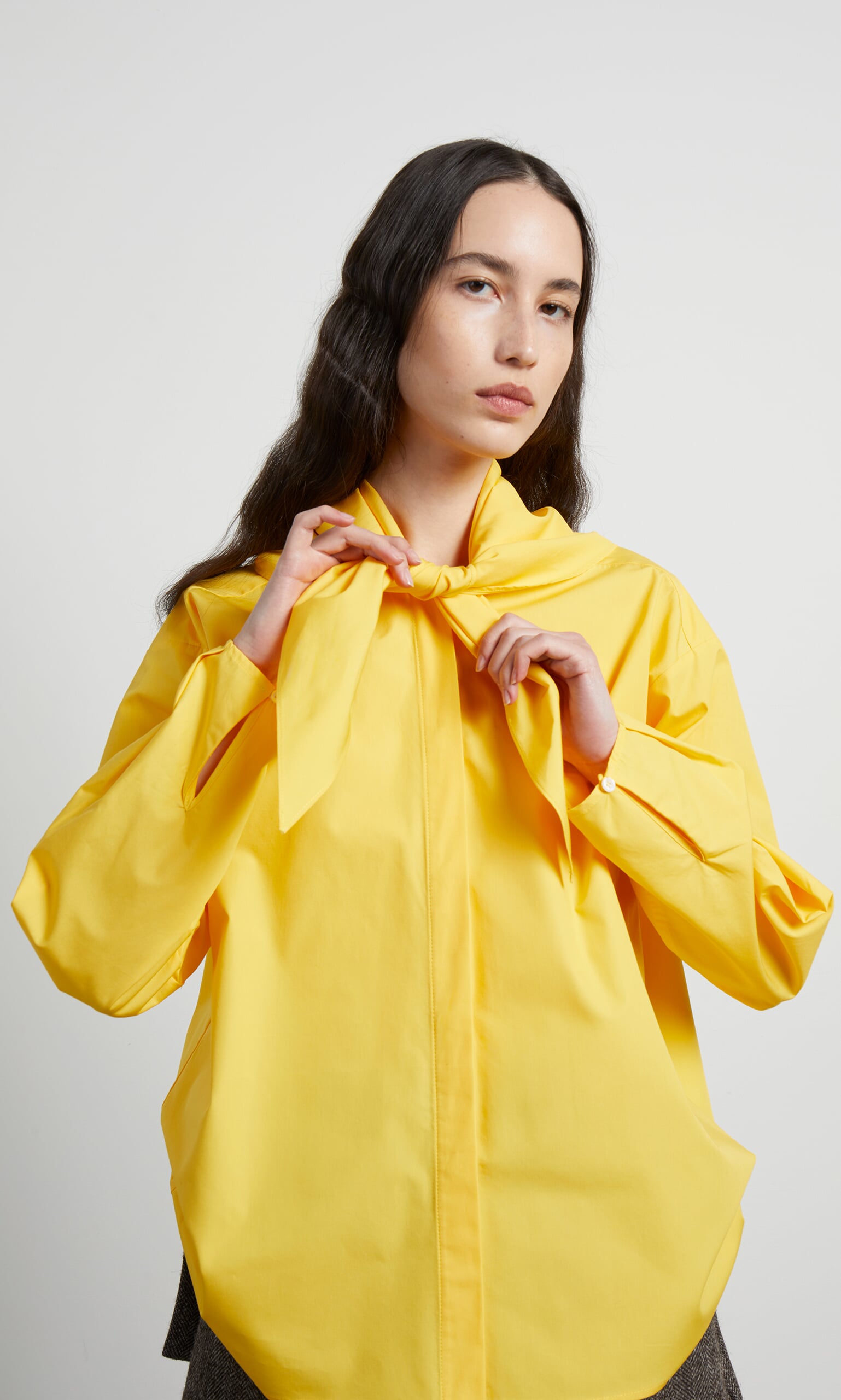 yellow silk shirt