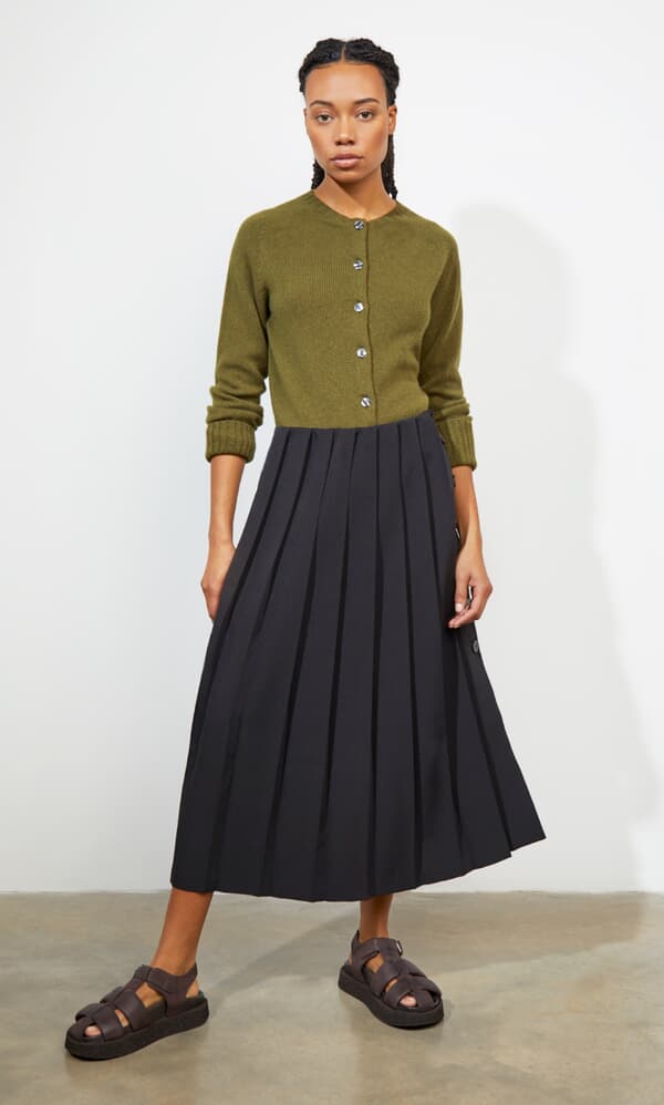 Pleat & Button Skirt